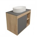 Тумба подвесная с раковиной для ванной 80 см Teymi Nura корпус дуб фасад графит раковина Martta 50 F15152 1223750