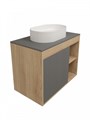 Тумба подвесная с раковиной для ванной 80 см Teymi Nura корпус дуб фасад графит раковина Martta 50 F15152 1223750