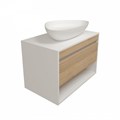 Тумба подвесная с раковиной для ванной 75 см Teymi Ritta корпус белый фасад дуб раковина Ellie 60 F15200 1223798