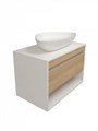 Тумба подвесная с раковиной для ванной 75 см Teymi Ritta корпус белый фасад дуб раковина Ellie 60 F15200 1223798