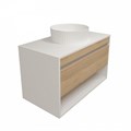 Тумба подвесная с раковиной для ванной 85 см Teymi Ritta корпус белый фасад дуб раковина Martta D36 F15304 1223902