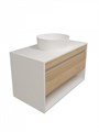 Тумба подвесная с раковиной для ванной 85 см Teymi Ritta корпус белый фасад дуб раковина Martta D36 F15304 1223902