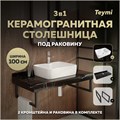 Столешница керамогранитная 100 см черный мрамор с раковиной Teymi Helmi S 48 кронштейны 2 шт. черные в комплекте F14440 1223006