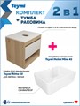Тумба подвесная с раковиной для ванной 55 см Teymi Ritta корпус дуб фасад белый раковина Helmi Mini 41 F15029 1223627