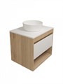 Тумба подвесная с раковиной для ванной 55 см Teymi Ritta корпус дуб фасад белый раковина Lina D31 F15037 1223635