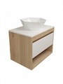 Тумба подвесная с раковиной для ванной 65 см Teymi Ritta корпус дуб фасад белый раковина Diamond 48 F15055 1223653