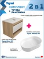 Тумба подвесная с раковиной для ванной 65 см Teymi Ritta корпус дуб фасад белый раковина Martta 50 F15071 1223669