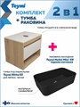 Тумба подвесная с раковиной для ванной 65 см Teymi Ritta корпус дуб фасад белый раковина Helmi Mini 48 черная матовая F15095 1223693