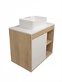 Тумба подвесная с раковиной для ванной 70 см Teymi Nura корпус дуб фасад белый раковина Helmi Mini 41 F15119 1223717