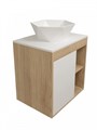Тумба подвесная с раковиной для ванной 60 см Teymi Nura корпус дуб фасад белый раковина Diamond 48 F15135 1223733