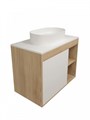 Тумба подвесная с раковиной для ванной 80 см Teymi Nura корпус дуб фасад белый раковина Martta 50 F15151 1223749