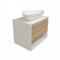Тумба подвесная с раковиной для ванной 65 см Teymi Ritta корпус белый фасад дуб раковина Ellie 60 F15199 1223797