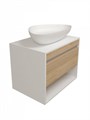 Тумба подвесная с раковиной для ванной 65 см Teymi Ritta корпус белый фасад дуб раковина Ellie 60 F15199 1223797