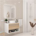 Тумба подвесная с раковиной для ванной 75 см Teymi Ritta корпус белый фасад дуб раковина Martta D36 F15303 1223901