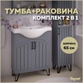 Тумба с раковиной в ванную Teymi Lina 65, 2 дверцы с доводчиком, ясень графит T60102_4640021061268 1204279