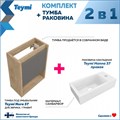Тумба подвесная с раковиной для ванной 37 см Teymi Nura корпус дуб фасад графит раковина Hanna 37  правая F15028 1223626