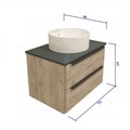 Тумба подвесная с раковиной для ванной 70 см Teymi Helmi фасад дуб столешница графит раковина Lina S D40 T60302_T50104 1204256