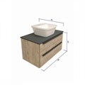 Тумба подвесная с раковиной для ванной 85 см Teymi Helmi фасад дуб столешница графит раковина Solli 43 T60304_T50205 1204293