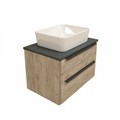 Тумба подвесная с раковиной для ванной 70 см Teymi Helmi фасад дуб столешница графит раковина Helmi 50 T60302_T50302 1204258