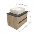 Тумба подвесная с раковиной для ванной 70 см Teymi Helmi фасад дуб столешница графит раковина Helmi 50 T60302_T50302 1204258