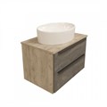 Тумба подвесная с раковиной для ванной 70 см Teymi Helmi фасад серый камень столешница дуб раковина Lori 50 T60307_T50502 1204272