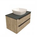 Тумба подвесная с раковиной для ванной 85 см Teymi Helmi фасад дуб столешница графит раковина Kati 43 F01102 1207239