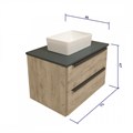 Тумба подвесная с раковиной для ванной 70 см Teymi Helmi фасад дуб столешница графит раковина Helmi Mini 38 T60302_T50304 1204259