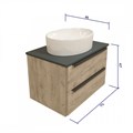 Тумба подвесная с раковиной для ванной 70 см Teymi Helmi фасад дуб столешница графит раковина Lori 50 T60302_T50502 1204260