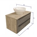 Тумба подвесная с раковиной для ванной 85 см Teymi Helmi фасад серый камень столешница дуб раковина Lina kuppi D40 T60309_T50103 1204273