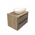 Тумба подвесная с раковиной для ванной 70 см Teymi Helmi фасад серый камень столешница дуб раковина Ellie 60 F00214 1206351