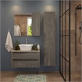 Тумба подвесная с раковиной для ванной 85 см Teymi Helmi фасад серый камень столешница дуб раковина Solli 43 T60309_T50205 1204290