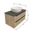Тумба подвесная с раковиной для ванной 85 см Teymi Helmi фасад дуб столешница графит раковина Helmi Mini 24 T60304_T50203 1204263