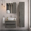 Тумба подвесная с раковиной для ванной 70 см Teymi Helmi фасад серый камень столешница дуб раковина Kati 43 F01103 1207240