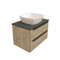 Тумба подвесная с раковиной для ванной 70 см Teymi Helmi фасад дуб столешница графит раковина Kati 43 F01101 1207238