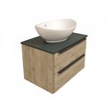 Тумба подвесная с раковиной для ванной 70 см Teymi Helmi фасад дуб столешница графит раковина Lori 60 F00201 1206338