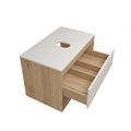 Тумба подвесная с раковиной для ванной 75 см Teymi Ritta корпус дуб фасад белый раковина Solli 43 F03394 1211617