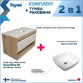 Тумба подвесная с раковиной для ванной 85 см Teymi Ritta корпус дуб фасад белый раковина Kati 43 F11666 1220132