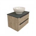 Тумба подвесная с раковиной для ванной 70 см Teymi Helmi фасад дуб столешница графит раковина Lina kuppi D40 T60302_T50103 1204255