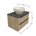 Тумба подвесная с раковиной для ванной 70 см Teymi Helmi фасад дуб столешница графит раковина Lina kuppi D40 T60302_T50103 1204255
