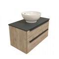Тумба подвесная с раковиной для ванной 85 см Teymi Helmi фасад дуб столешница графит раковина Lina kuppi D40 T60304_T50103 1204261