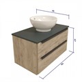 Тумба подвесная с раковиной для ванной 85 см Teymi Helmi фасад дуб столешница графит раковина Lina kuppi D40 T60304_T50103 1204261