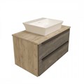 Тумба подвесная с раковиной для ванной 85 см Teymi Helmi фасад серый камень столешница дуб раковина Aina 49 F00176 1206313