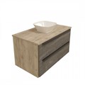 Тумба с раковиной в ванную подвесная Teymi Helmi 85, серый камень/дуб T60309_T50206 1204291