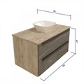 Тумба с раковиной в ванную подвесная Teymi Helmi 85, серый камень/дуб T60309_T50206 1204291