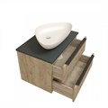 Тумба подвесная с раковиной для ванной 70 см Teymi Helmi фасад дуб столешница графит раковина Ellie 60 F00213 1206350
