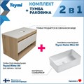 Тумба подвесная с раковиной для ванной 85 см Teymi Ritta корпус дуб фасад белый раковина Helmi Mini 38 F11658 1220116