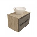 Тумба подвесная с раковиной для ванной 70 см Teymi Helmi фасад серый камень столешница дуб раковина Lina kuppi D40 T60307_T50103 1204267