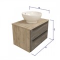Тумба подвесная с раковиной для ванной 70 см Teymi Helmi фасад серый камень столешница дуб раковина Lina kuppi D40 T60307_T50103 1204267