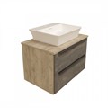 Тумба подвесная с раковиной для ванной 70 см Teymi Helmi фасад серый камень столешница дуб раковина Aina 49 F00174 1206311