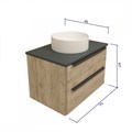Тумба подвесная с раковиной для ванной 70 см Teymi Helmi фасад дуб столешница графит раковина Lina D35 F00181 1206318